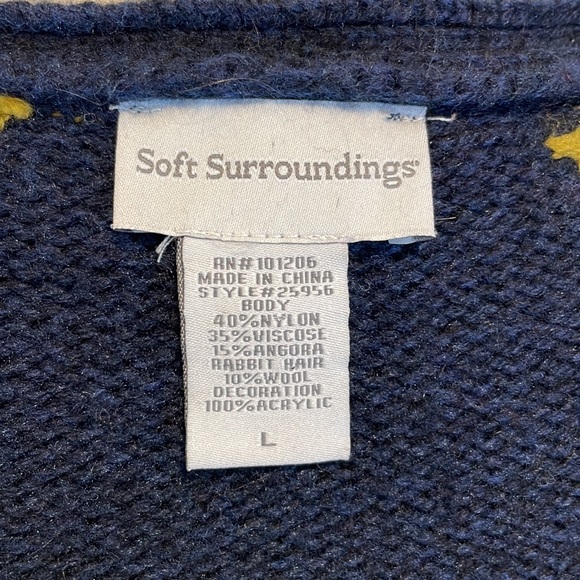 Soft Surroundings Navy Sweater with Gold floral embroidery- large - Picture 5 of 5